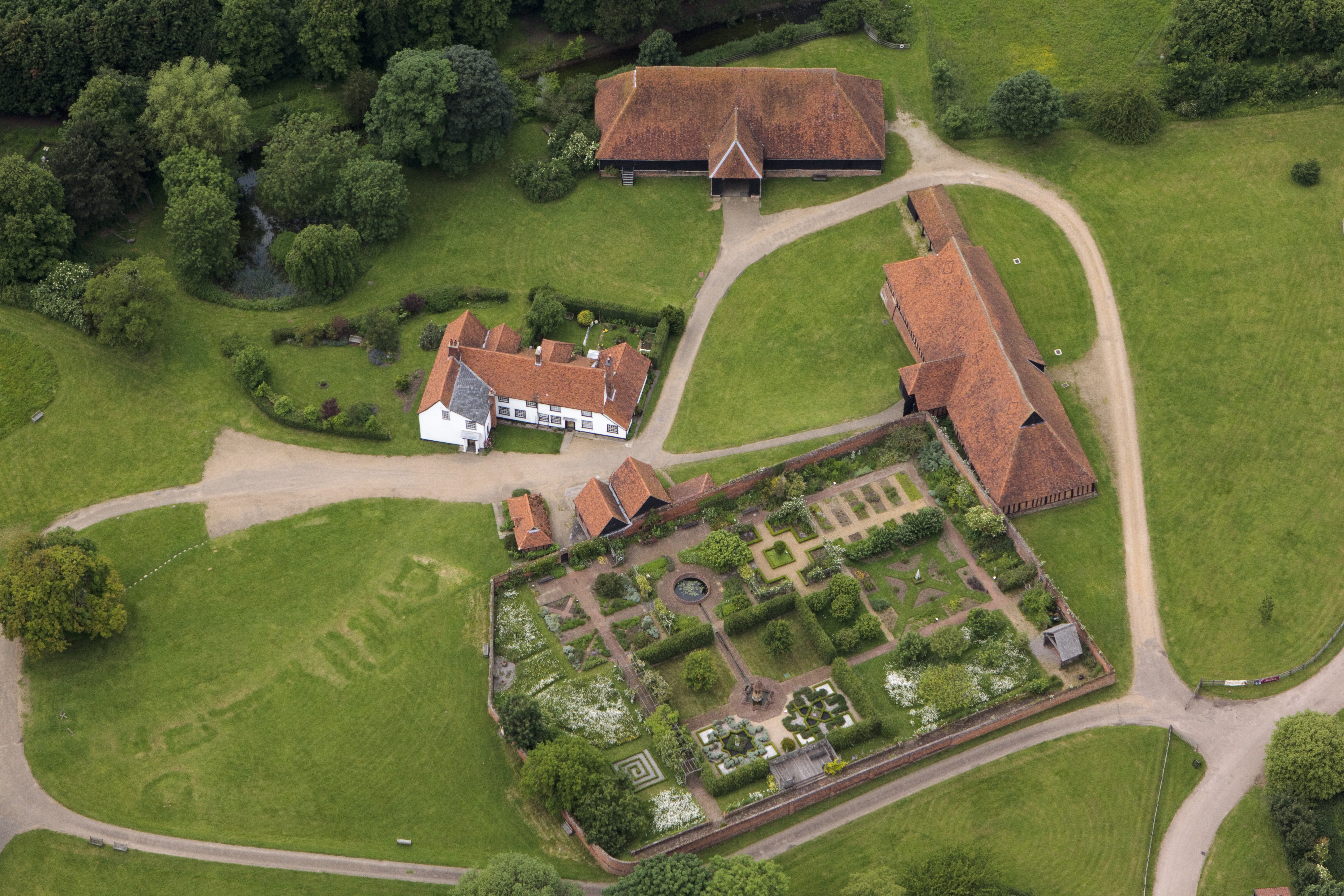 Aerial view of Cressing Temple Barns, Essex